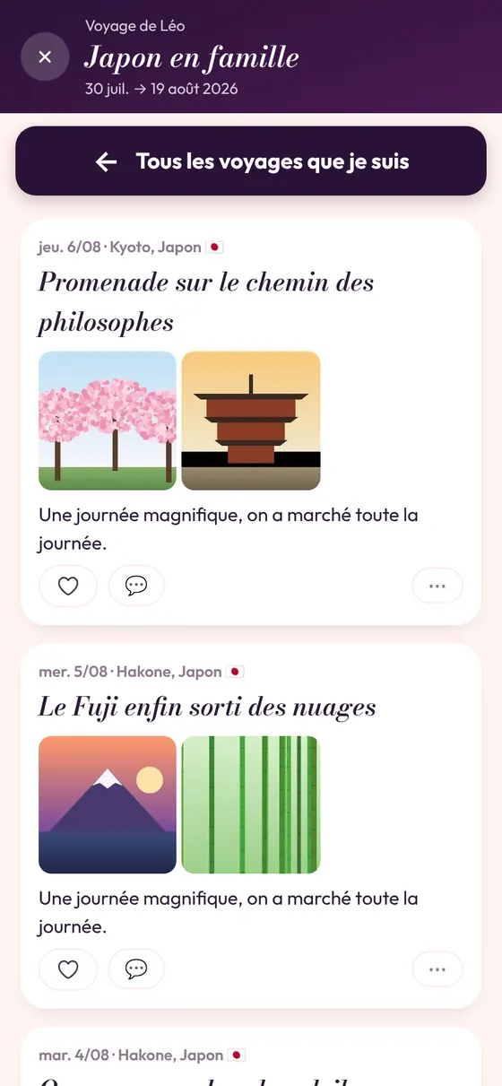Le journal d’un voyage suivi par un proche